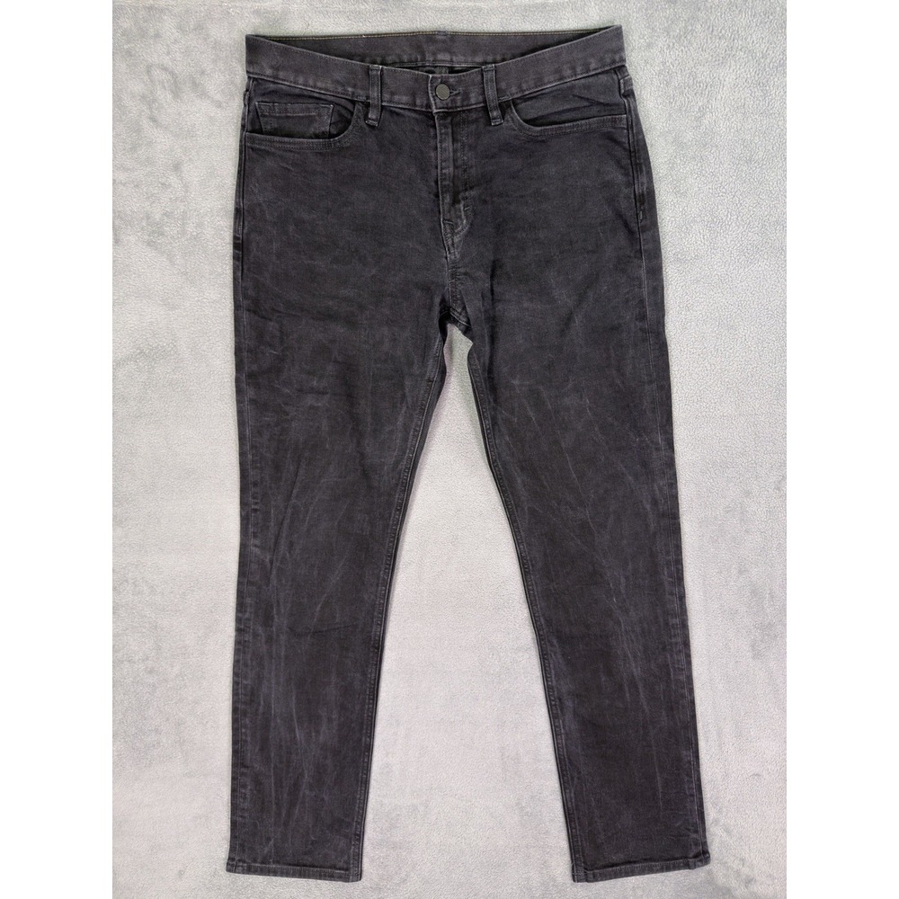 Banana Republic Jeans Mens 33x34 Black Straight Slim Mid Rise Denim Stretch